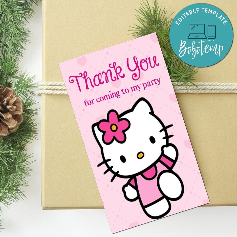Hello Kitty Thank You Tag Customizable Template Bobotemp