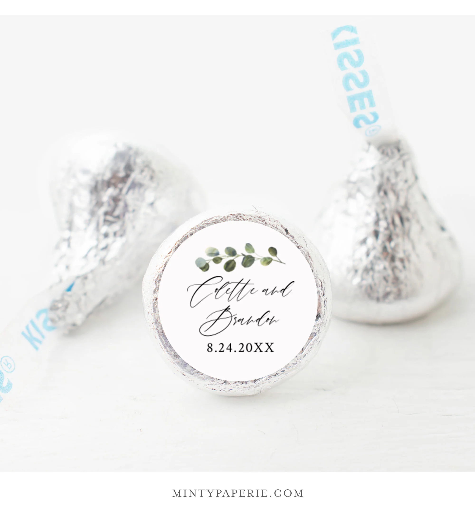 Hershey Kiss Sticker Template Printable Hershey Kiss Labels Greenery Wedding Bridal Favor Editable Instant Download Templett 082 104HK