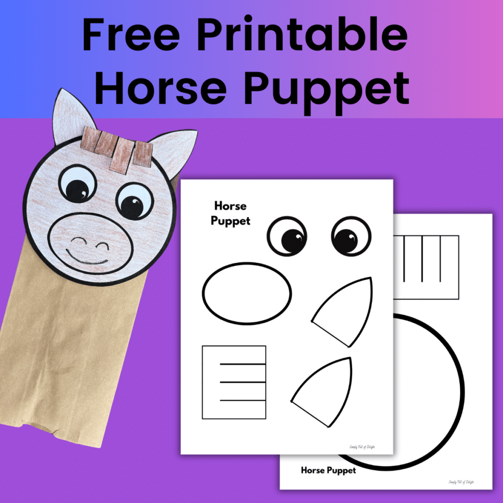 Horse Paper Bag Puppet For Kids Free Printable Simply Full Of Delight