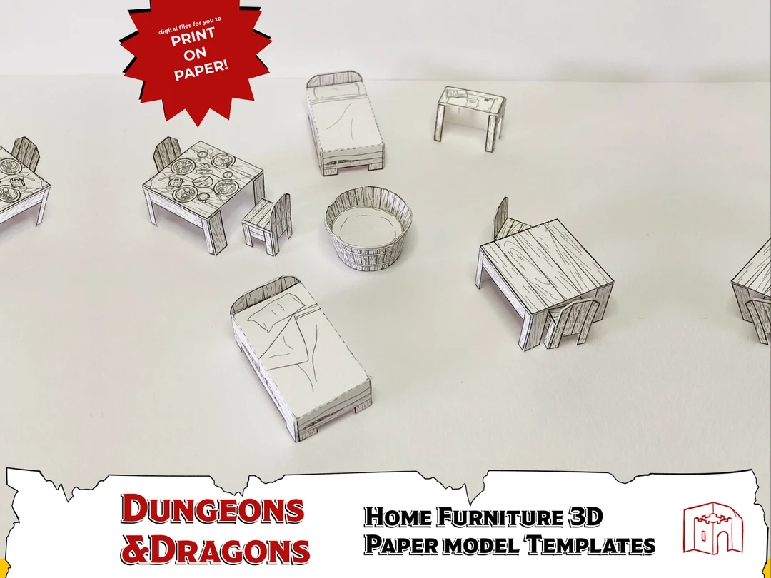 House Furniture 3D Paper Model Templates For Dungeons And Dragons Miniatures And Other Tabletop Role Playing Games Etsy House Furniture 3D Paper Model Templates For Dungeons And Dragons Miniatures And Other Tabletop Role Playing Games Etsy