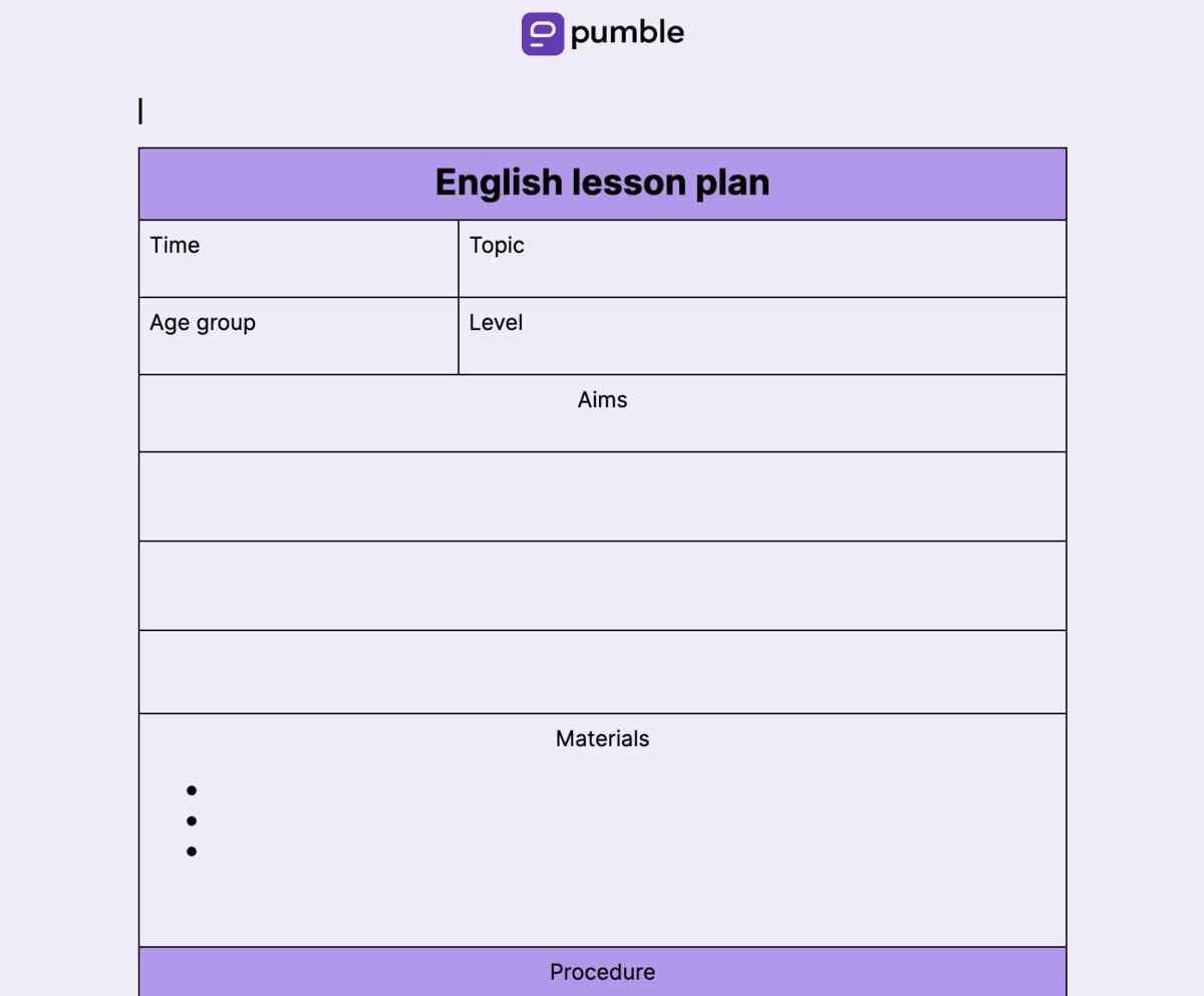 Lesson Plan Template Printable