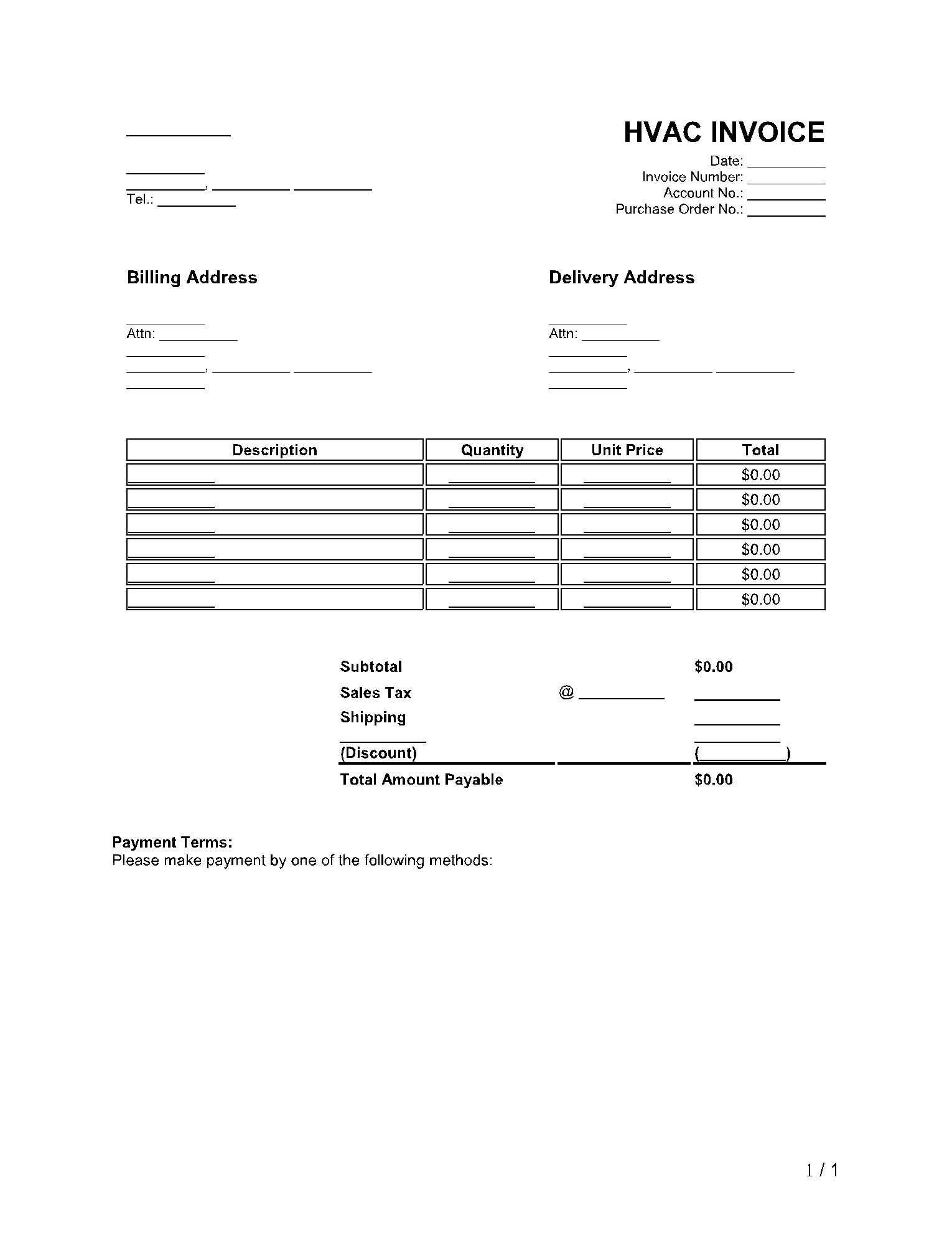 HVAC Invoice Template Get Your Free Sample Now CocoSign HVAC Invoice Template Get Your Free Sample Now CocoSign