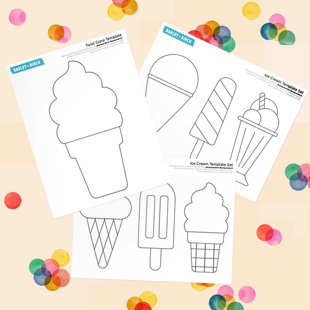 Ice Cream Art Template Set Barley Birch