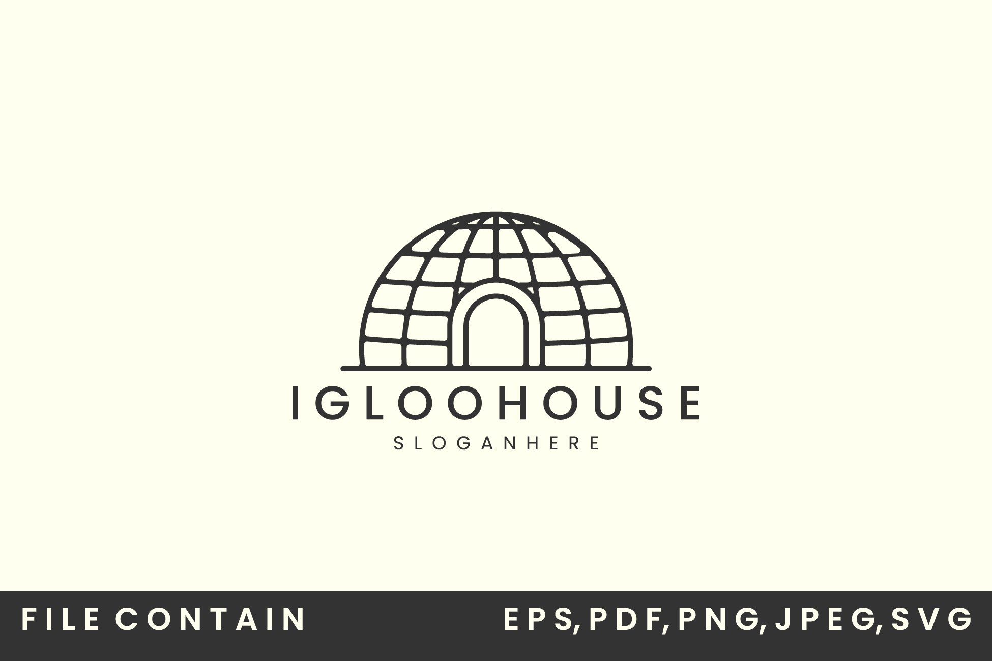 Igloo House Line Art Style Logo Icon Template Design