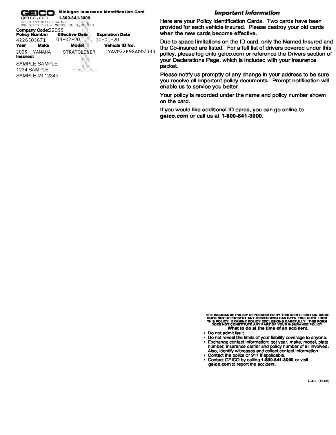 Insurance Card Editable Template Geico Documentplug