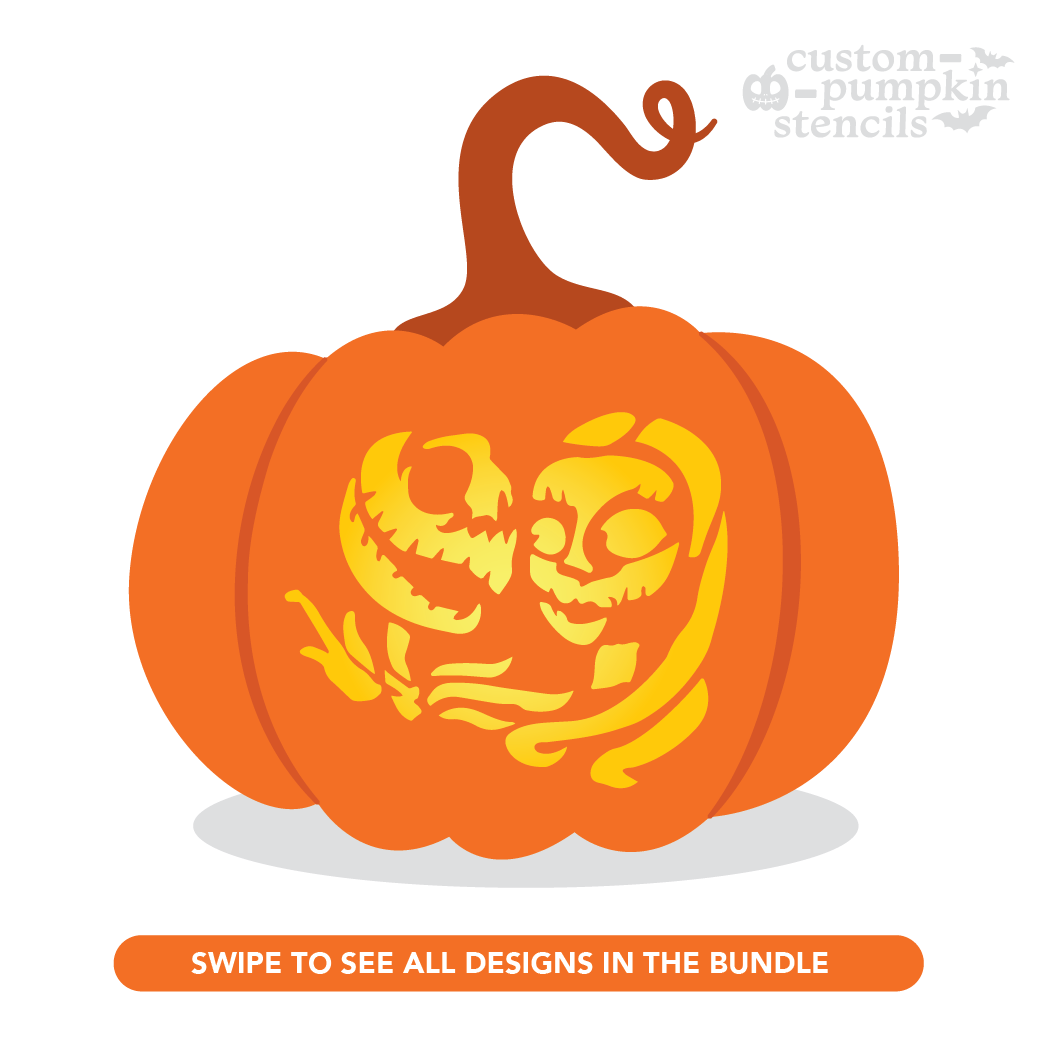 Jack And Sally Pumpkin Carving Stencil