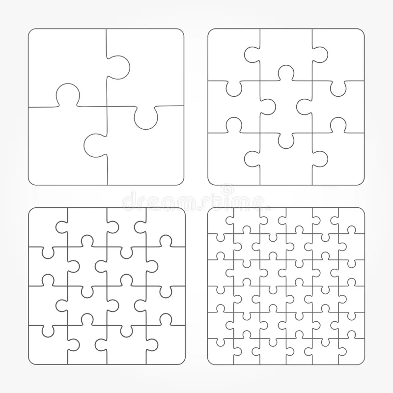 Jigsaw Puzzle Four Flat Blank Templates Set Stock Illustration Illustration Of Pattern Abstract 60133997