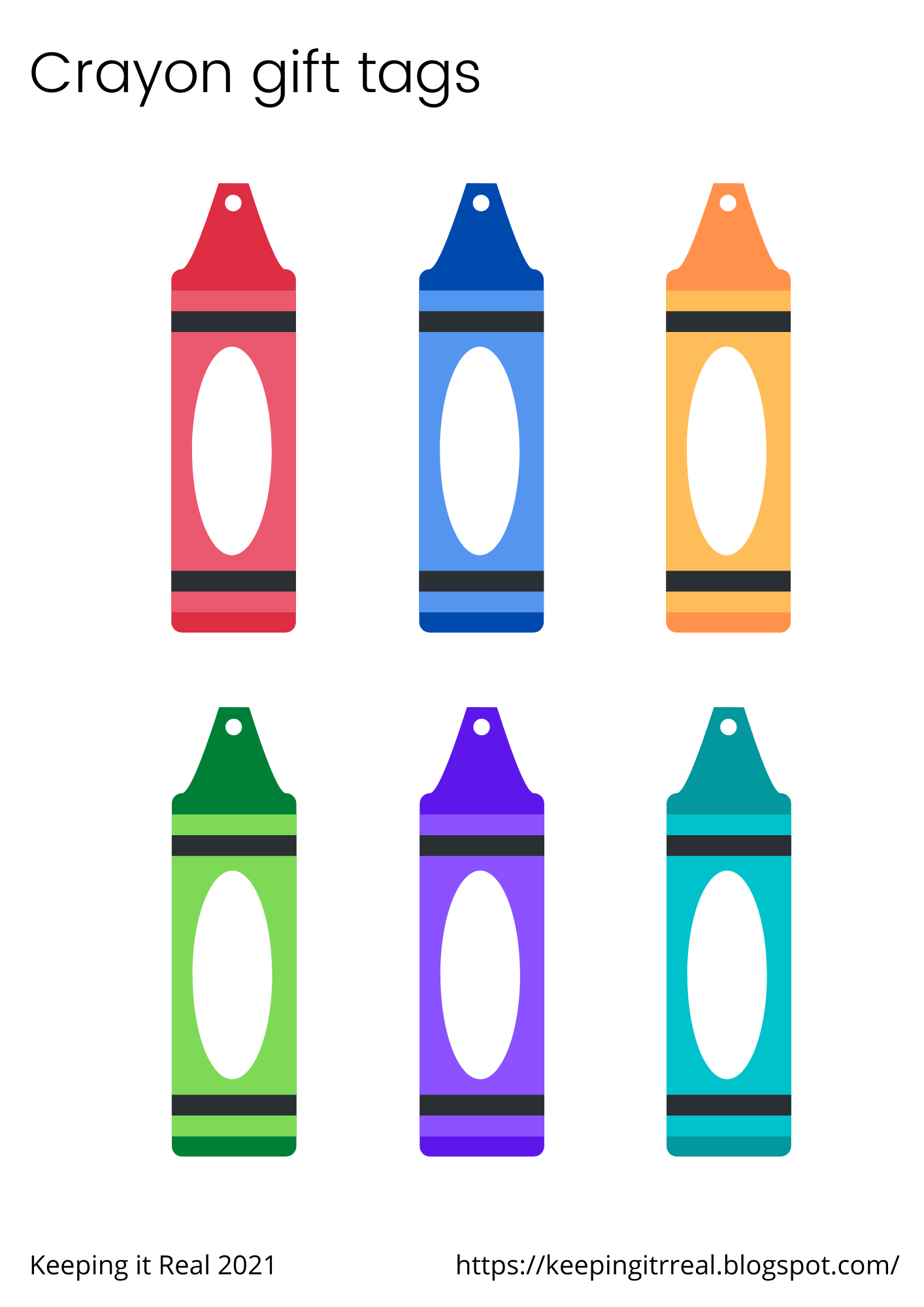 Keeping It Real Crayon Gift Tags Free Printable