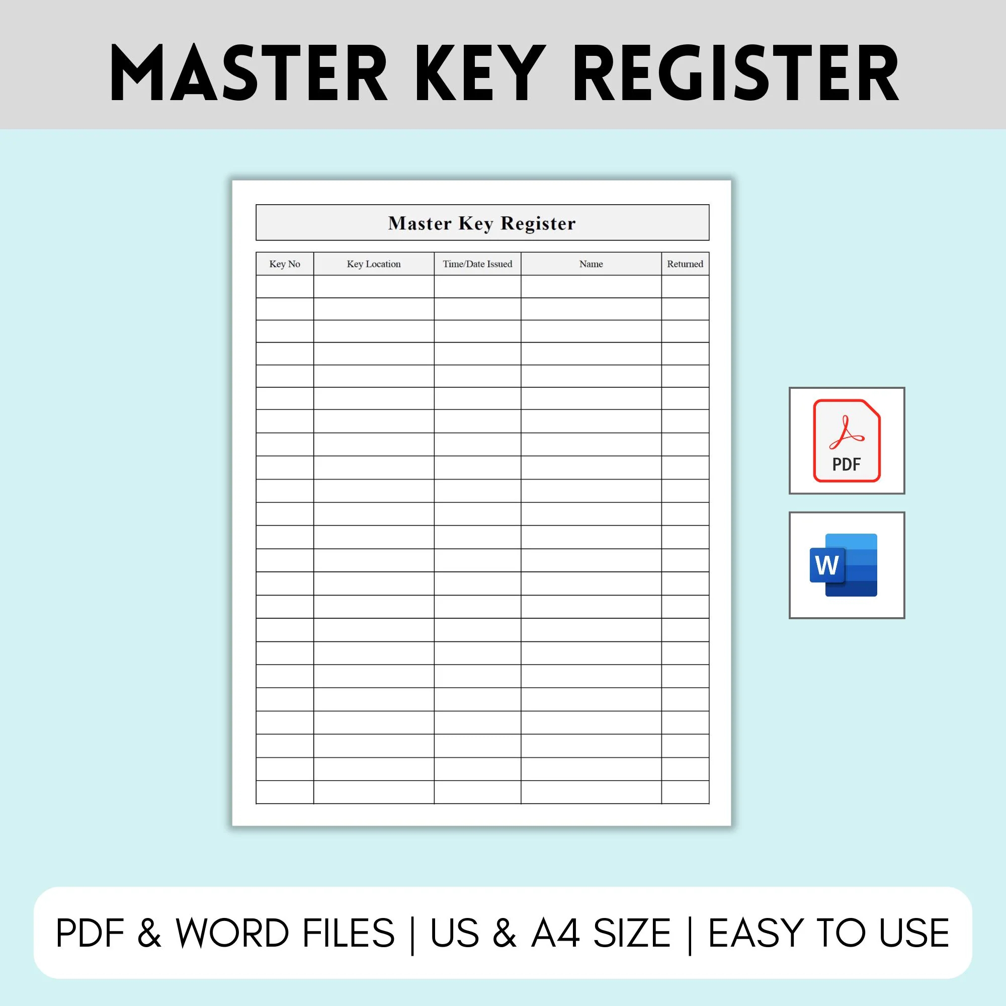 Key Log In Log Out Sheet Etsy