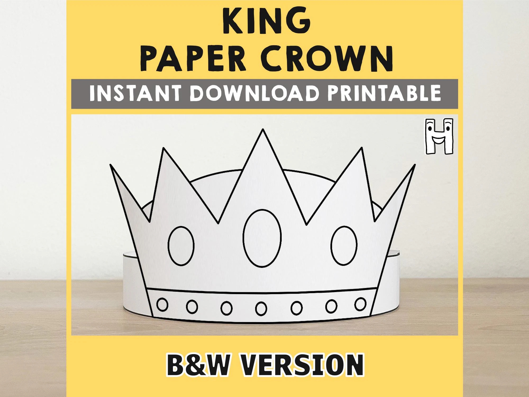 King Paper Crown Template Fantasy Medieval Party Headband Coloring Printable Kids Craft Birthday Favor Favor DIY Instant Download Etsy