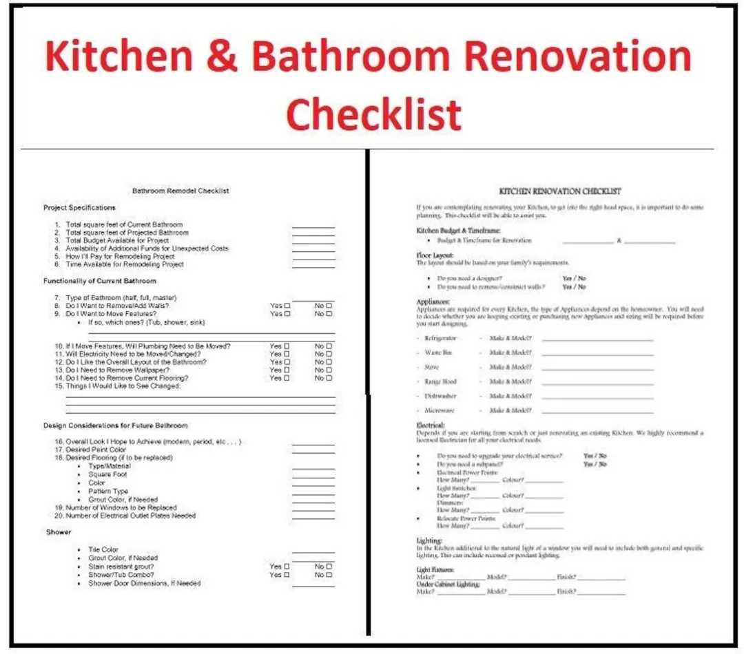Printable Home Renovation Checklist Template