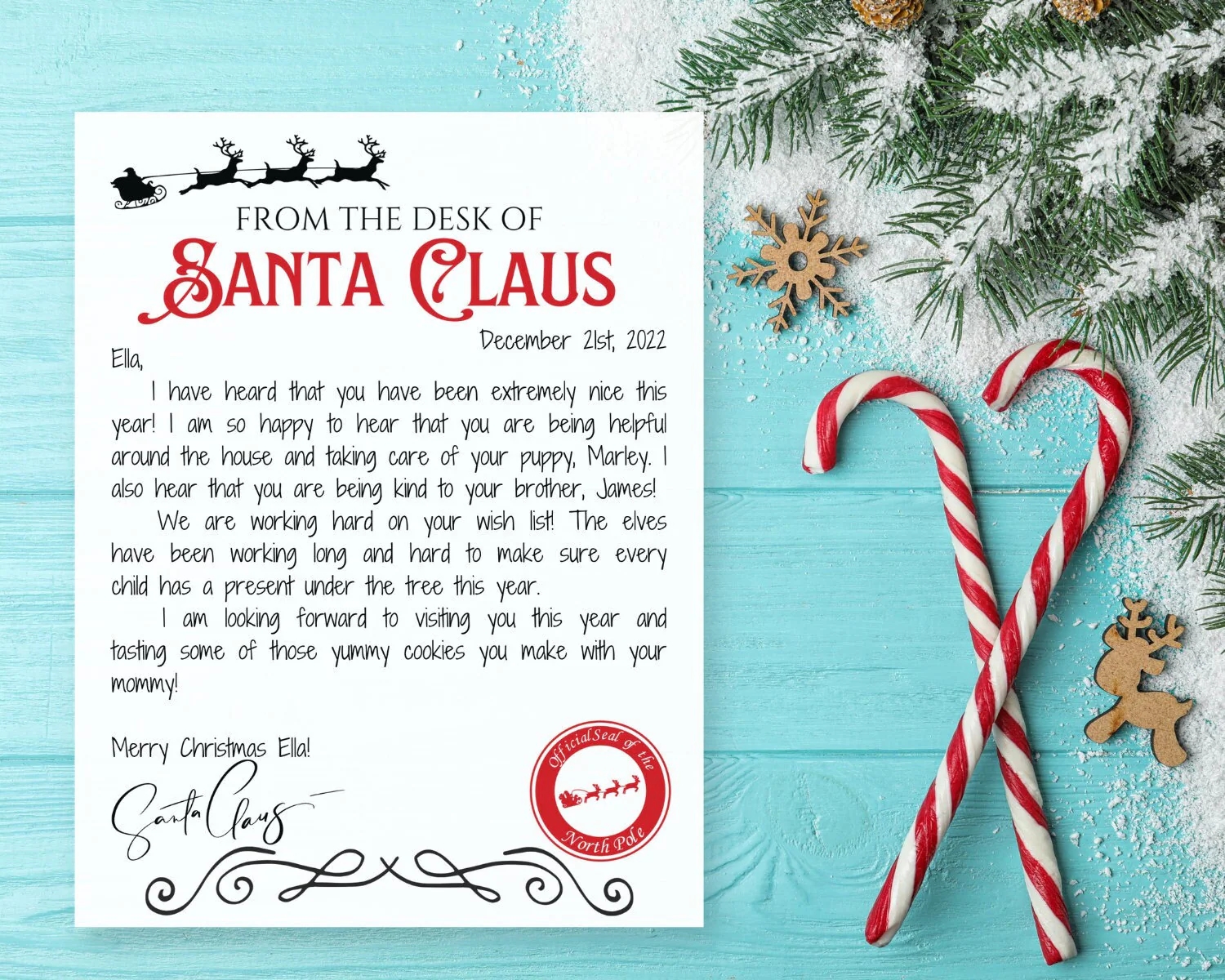 Letter From Santa Santa Letter Template Personalized Letter From Santa Santa Mail Print At Home Editable Letter From Santa Etsy