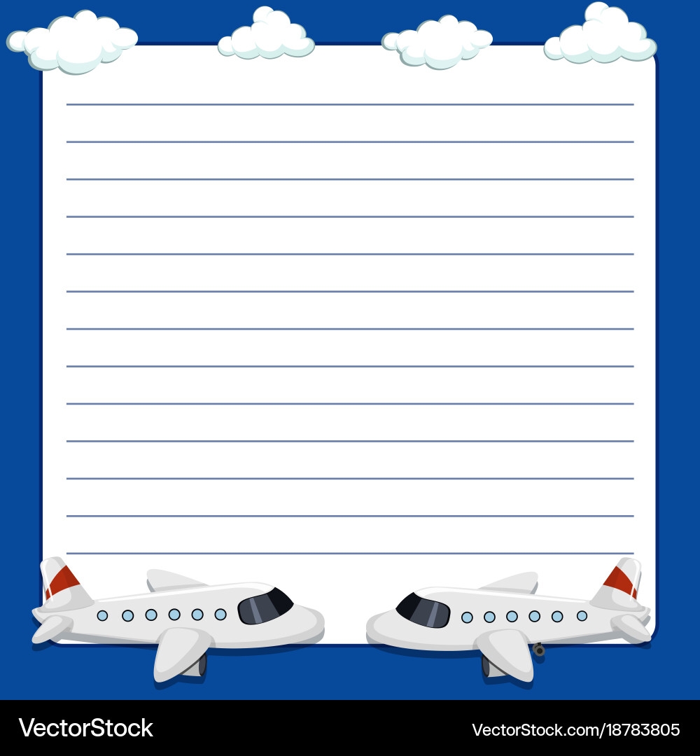 Line Paper Template With Two Airplanes Royalty Free Vector