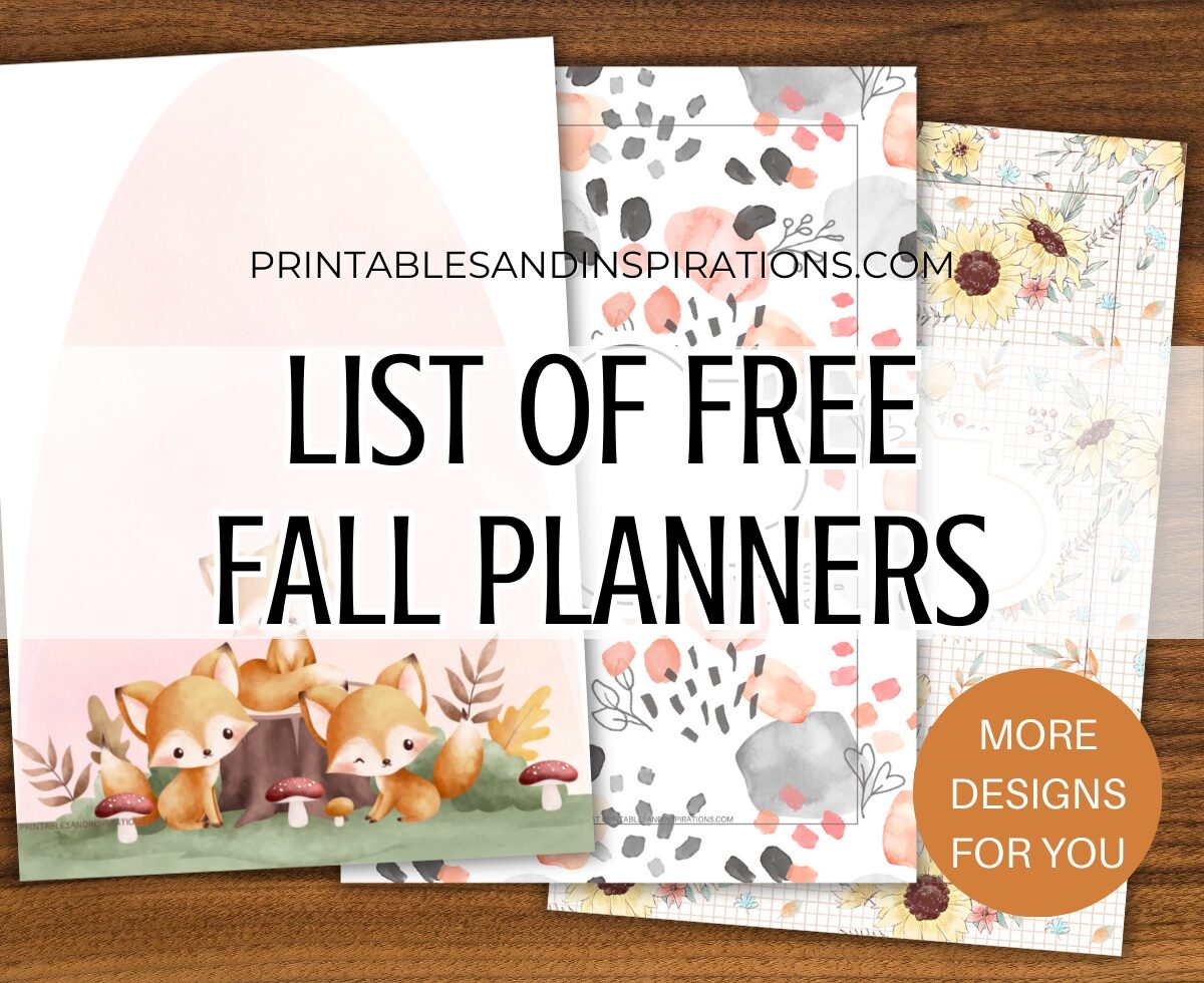 List Of Free Autumn Fall Planner Templates Printables And Inspirations