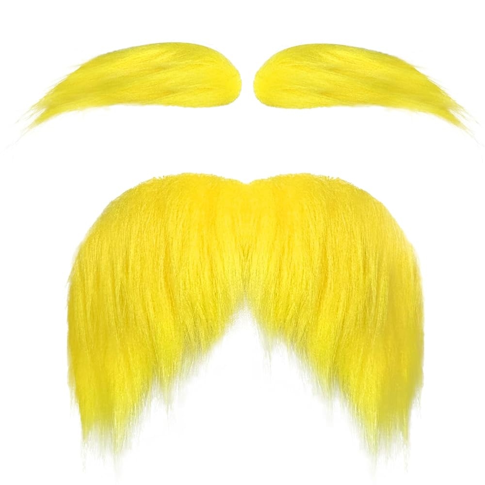 Luvfamday Yellow Mustache And Eyebrows Cosplay Costume Accessories Funny Party Favors Men Women Yellow Clothing Shoes Jewelry Amazon