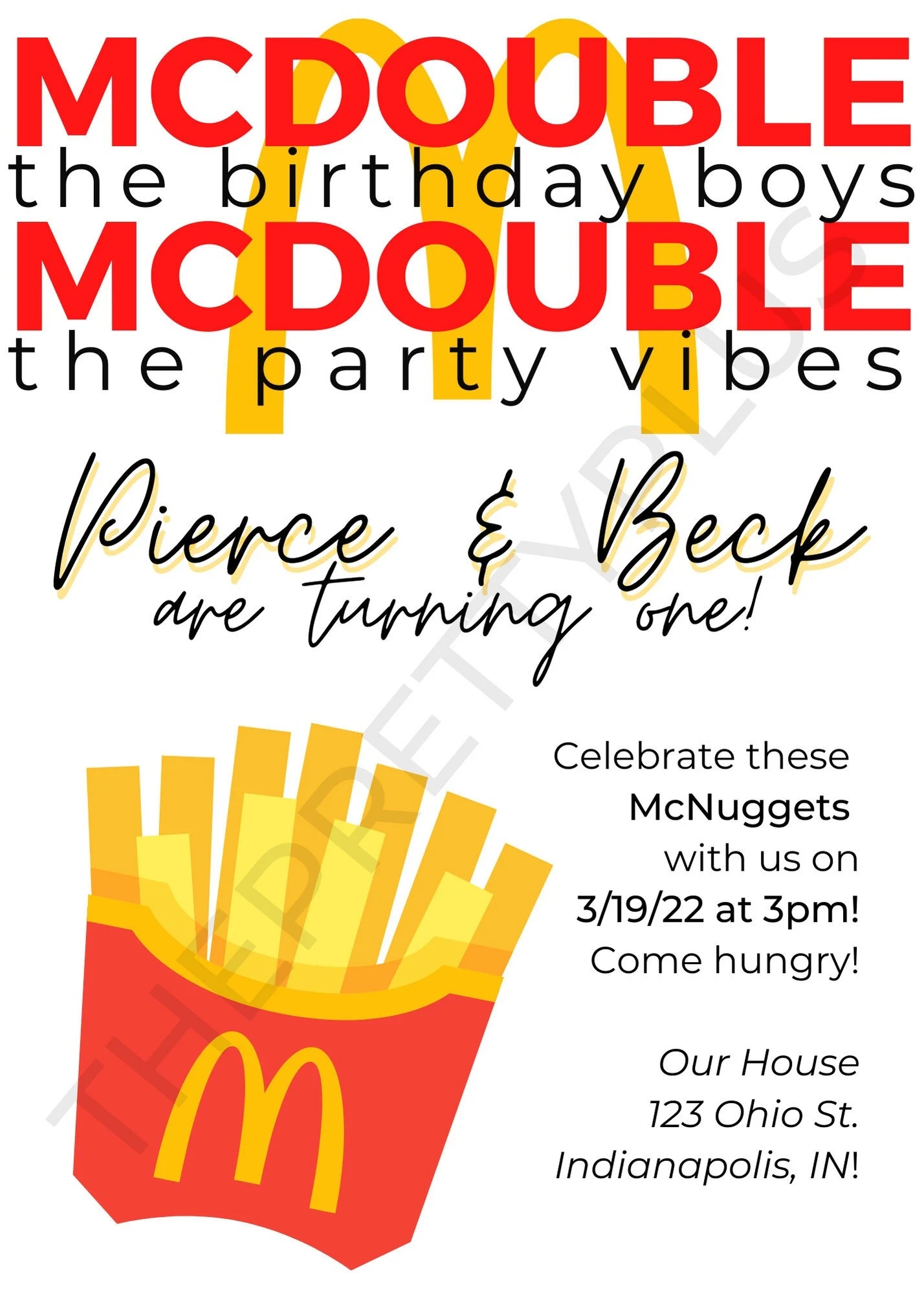 Mcdonald s Birthday Invitation For Twins Fully Customizable Canva Template Twin Birthday Invite Fast Food Birthday Invitation Etsy Mcdonald s Birthday Invitation For Twins Fully Customizable Canva Template Twin Birthday Invite Fast Food Birthday Invitation Etsy