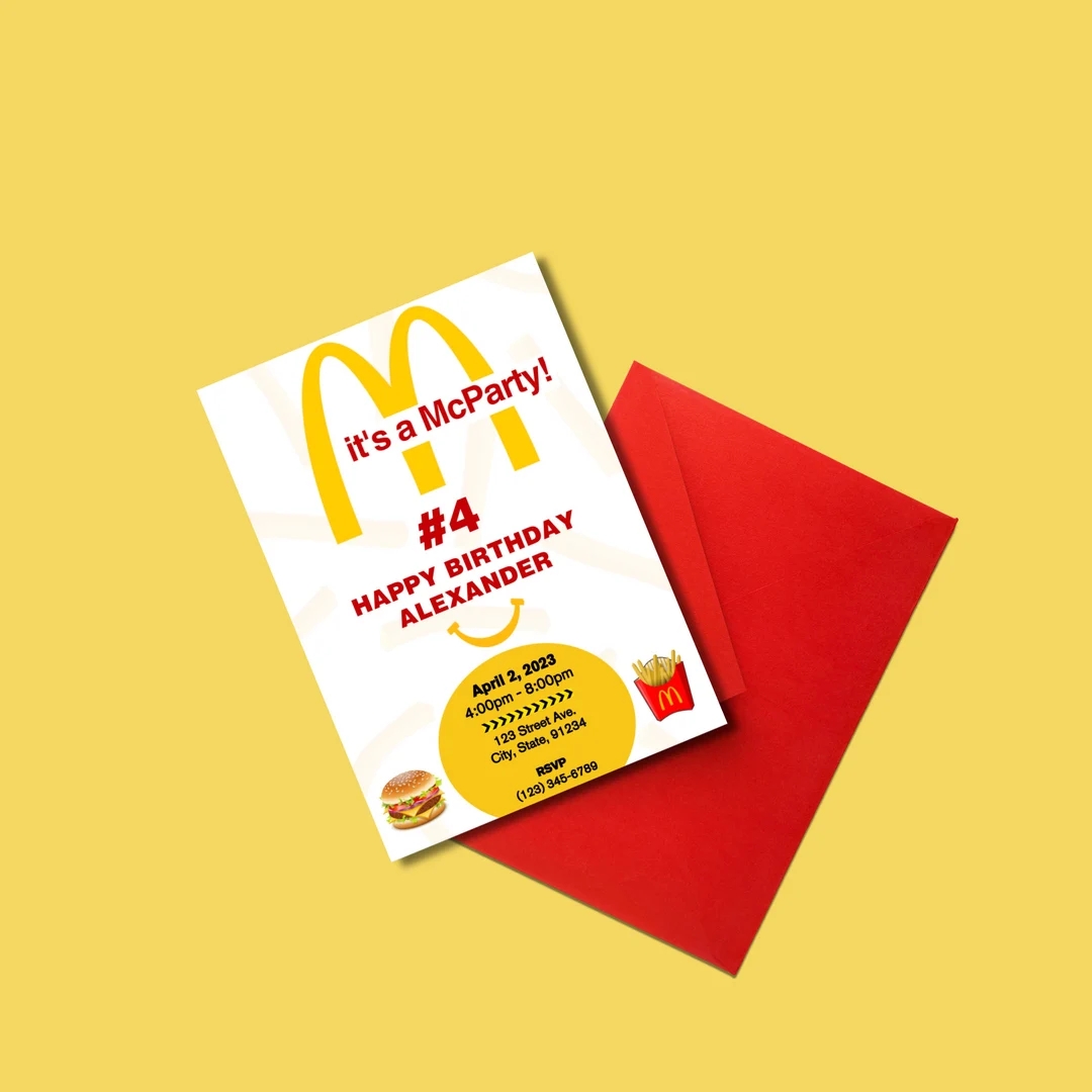 Printable Mcdonalds Party Invitation Template Printable Mcdonalds Party Invitation Template