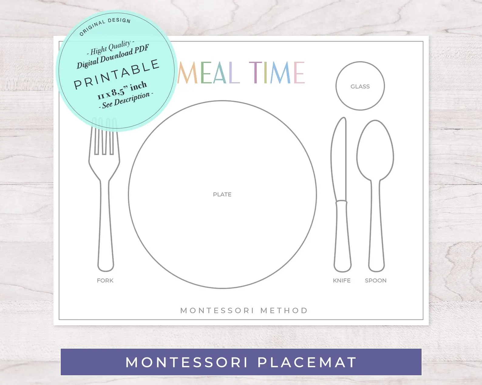 Mealtime Printable Conviennent Placemat