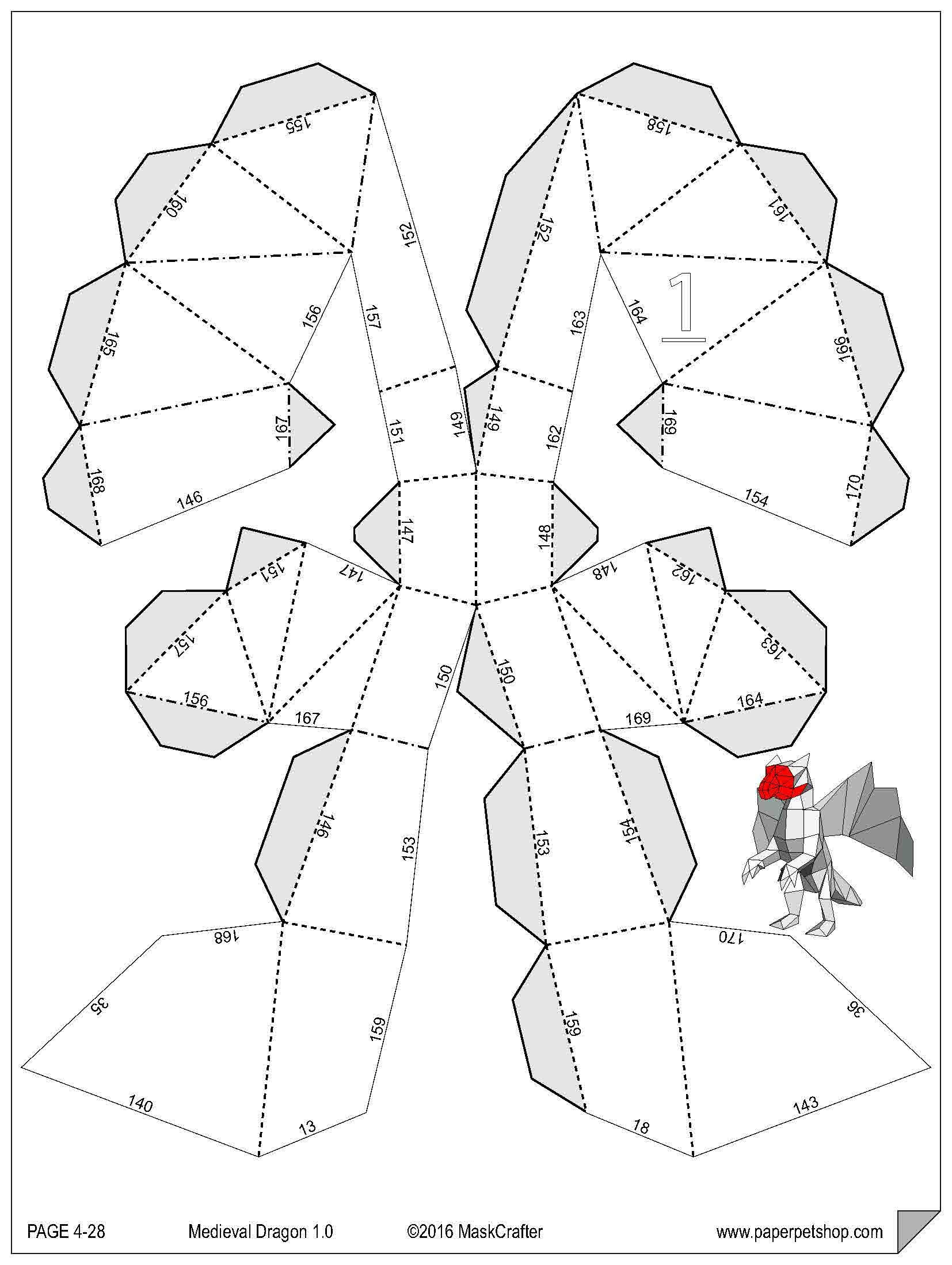 Medieval Dragon Printable Papercraft Template Etsy Denmark