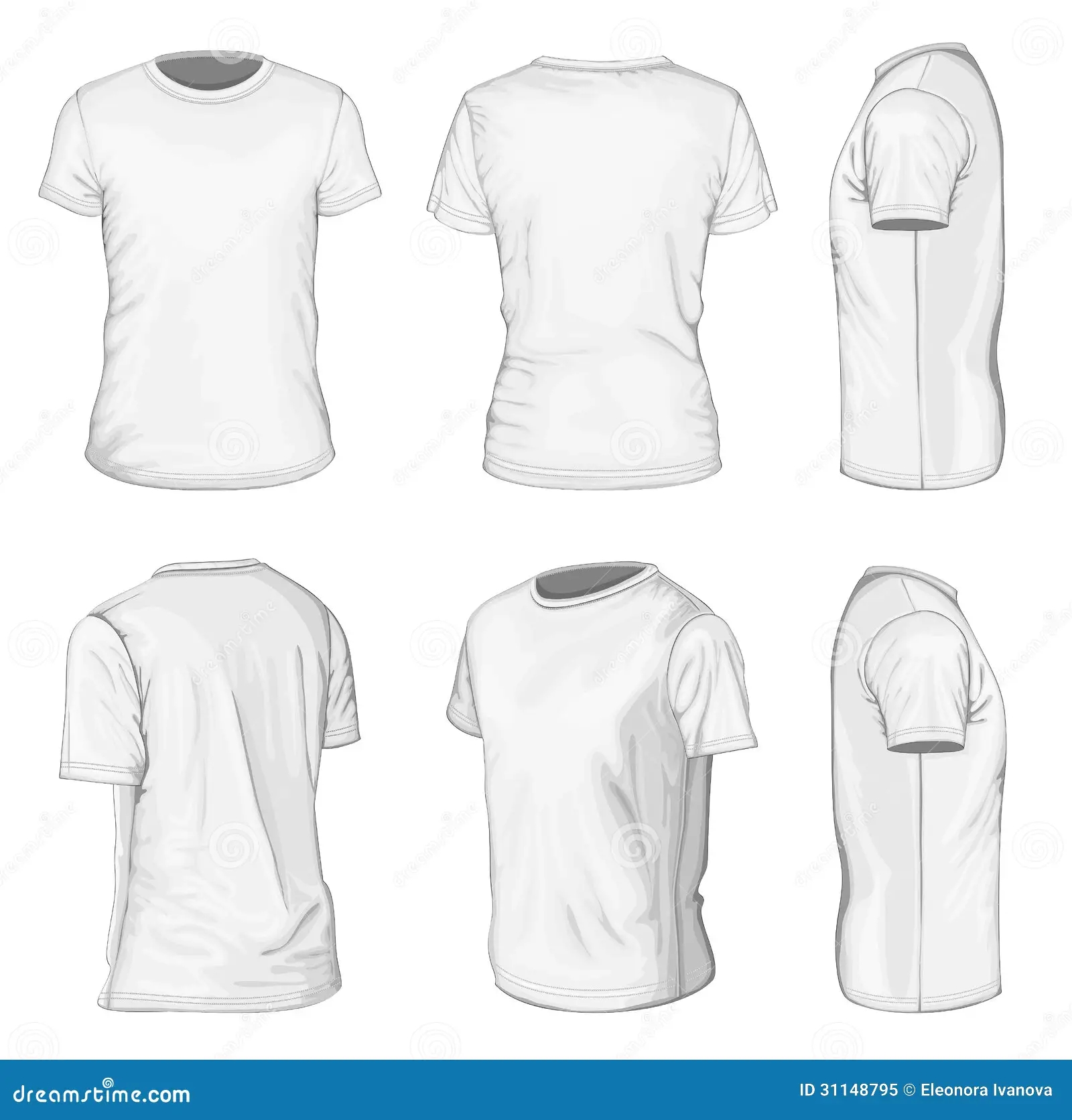 Men S White Short Sleeve T shirt Design Templates Stock Vector Illustration Of Wear Male 31148795