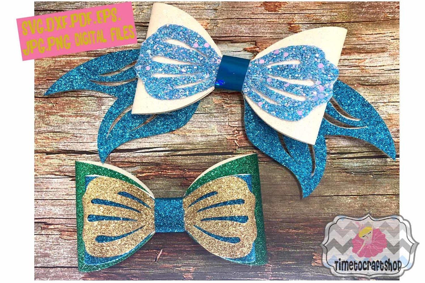Mermaid Hair Bow Template Svg Dxf Pdf Eps Jpg Png By Timetocraftshop TheHungryJPEG