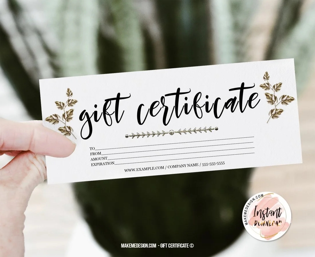 Printable Customizable Gift Certificate Template