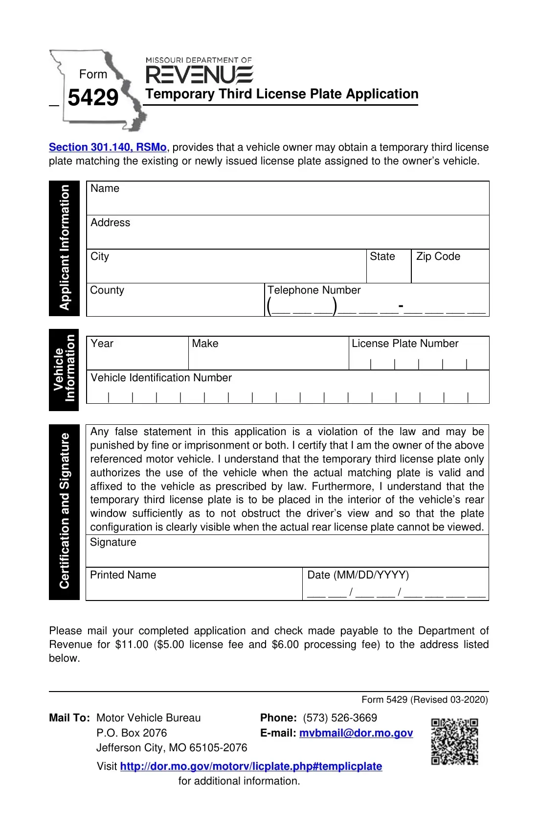 Missouri Form 5429 Fill Out Printable PDF Forms Online
