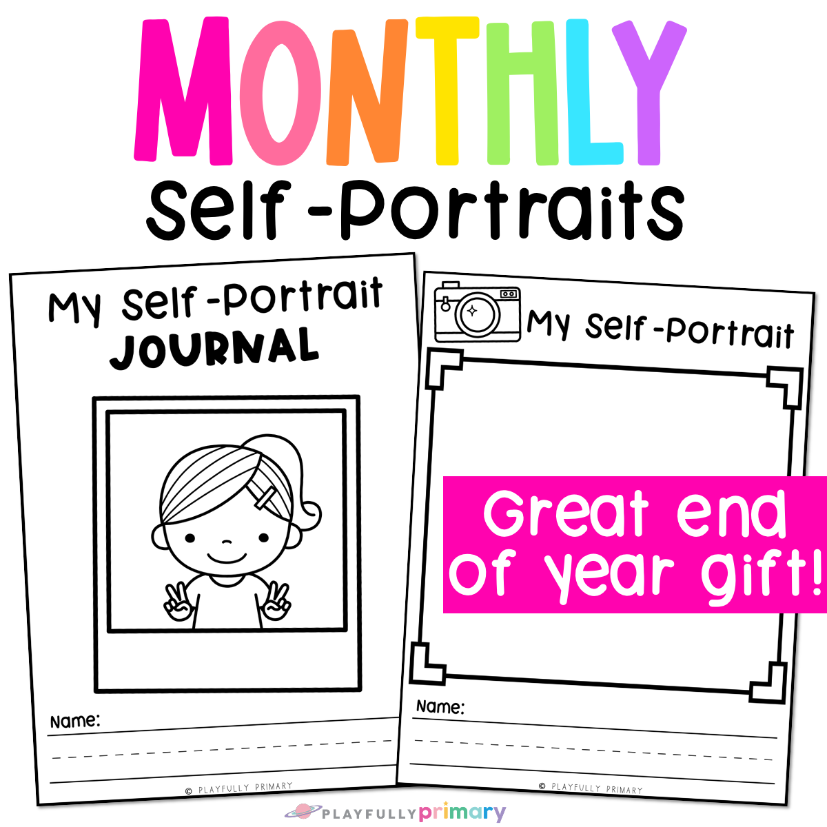 Monthly Self Portrait Templates For Preschool Kindergarten Playfully Primary