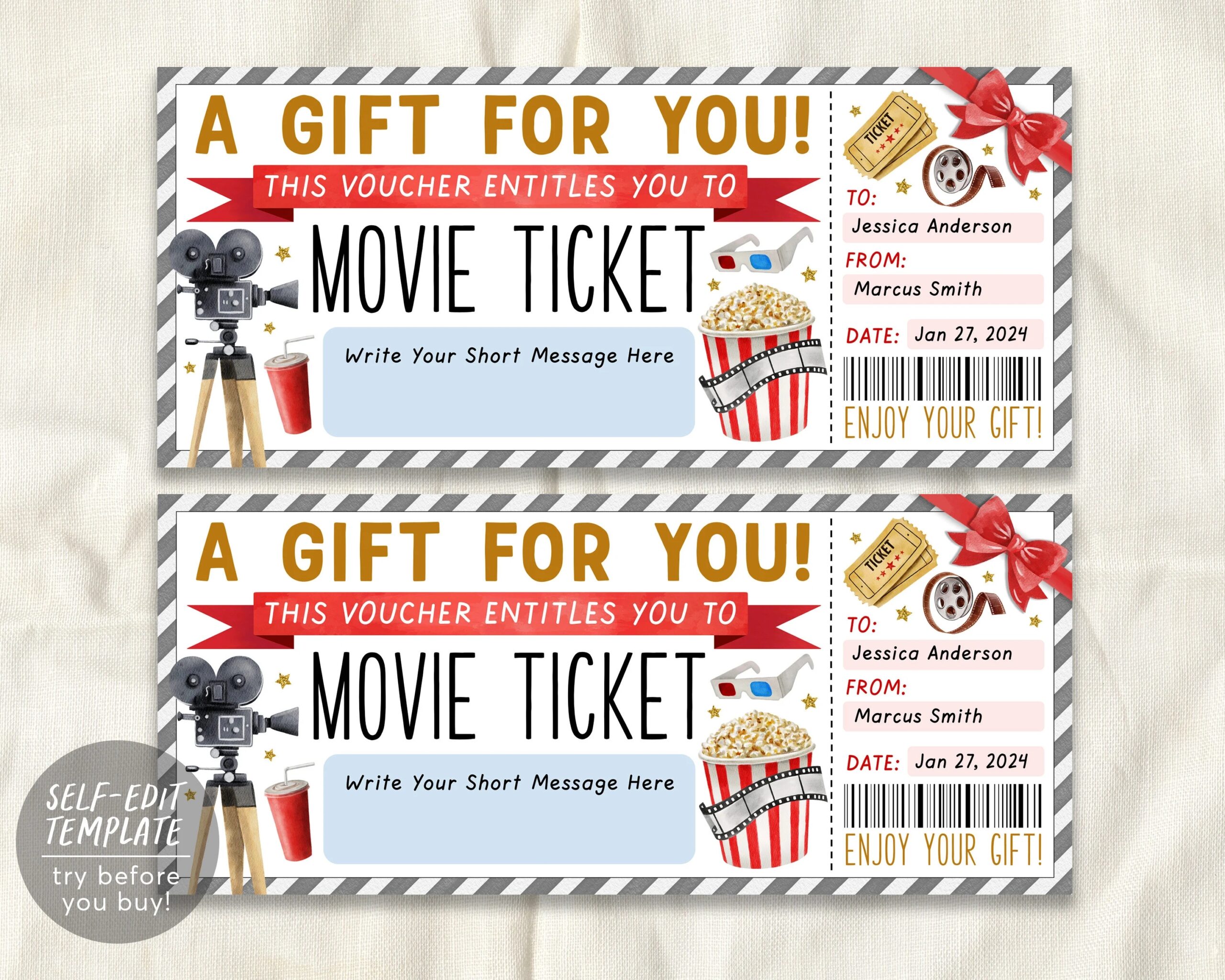 Movie Night Cinema Ticket Editable Template Family Movie Night Movie Night Cinema Ticket Editable Template Family Movie Night