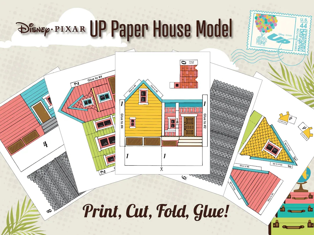 Movie UP Printable Balloon House DIY Craft With Youtube Tutorial Video Print From Home Digital Download Etsy