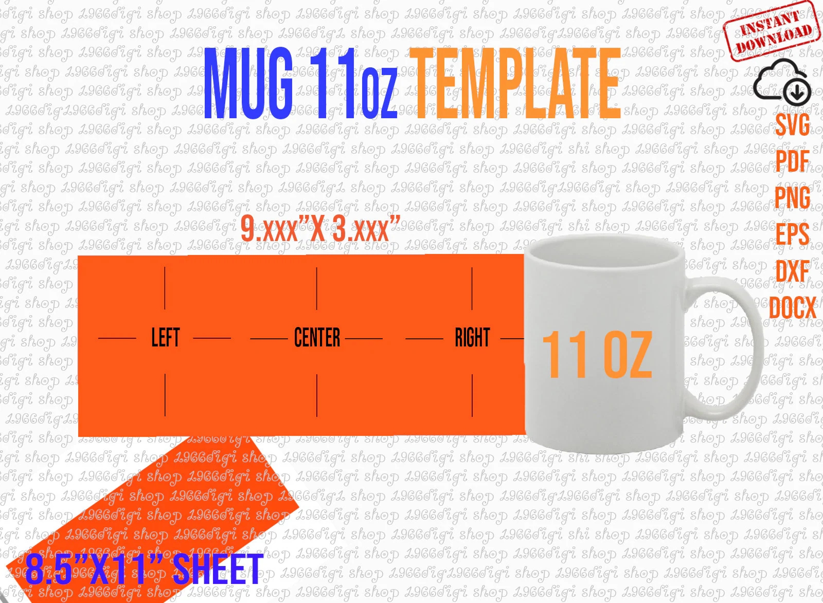 Mug 11oz Template 11 Oz Mug Template For Sublimation Full Wrap Mug 11 Oz Svg Cricut And Silhouette Instant Download Png Pdf Eps Dxf Docx Etsy UK