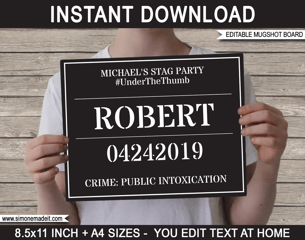 Mugshot Sign Board Printable Mug Shot Board Photo Booth Prop Police Spy Bachelor