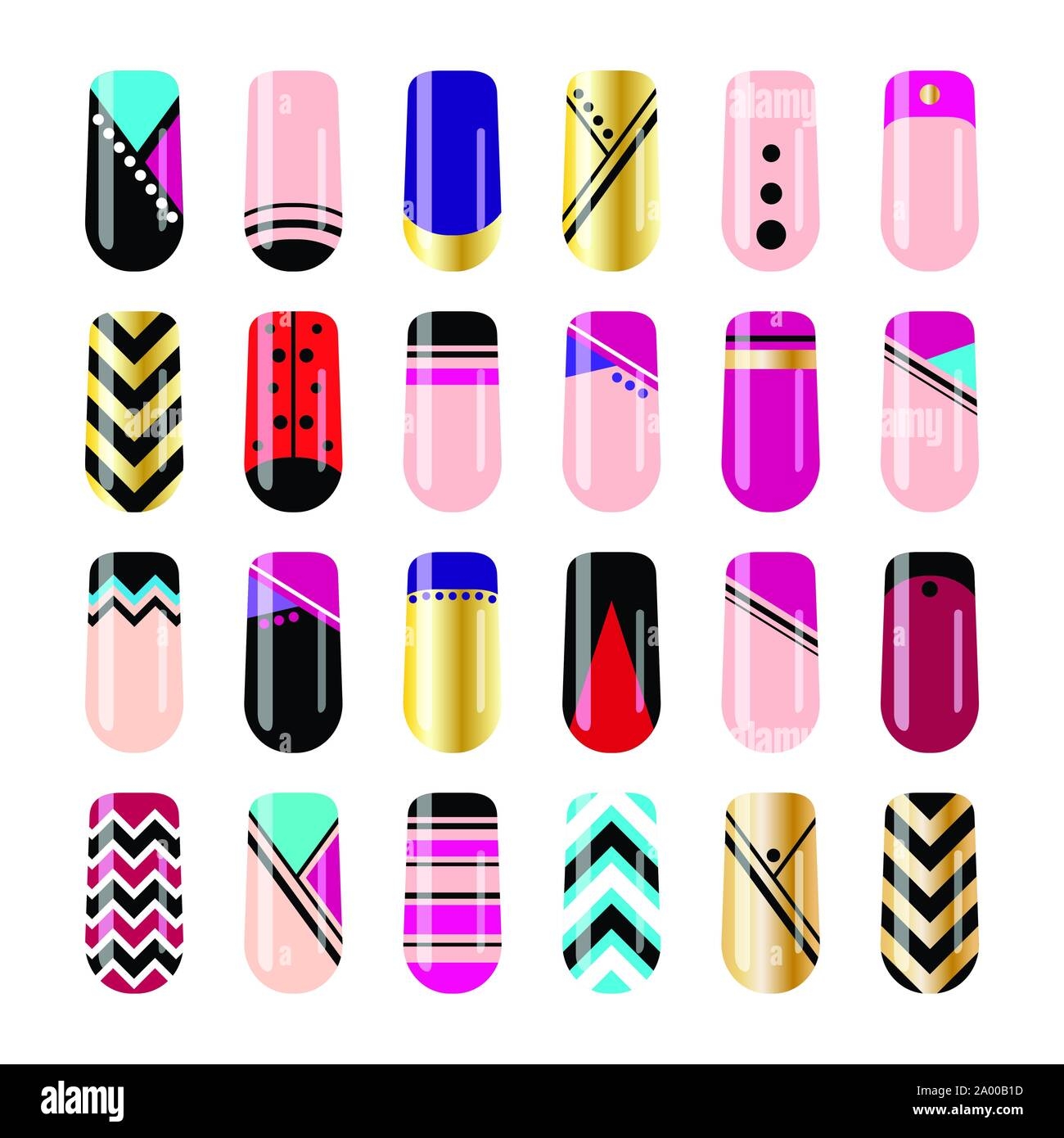 Nail Art Design Geometric Nail Stickers Template Stock Vector Image Art Alamy