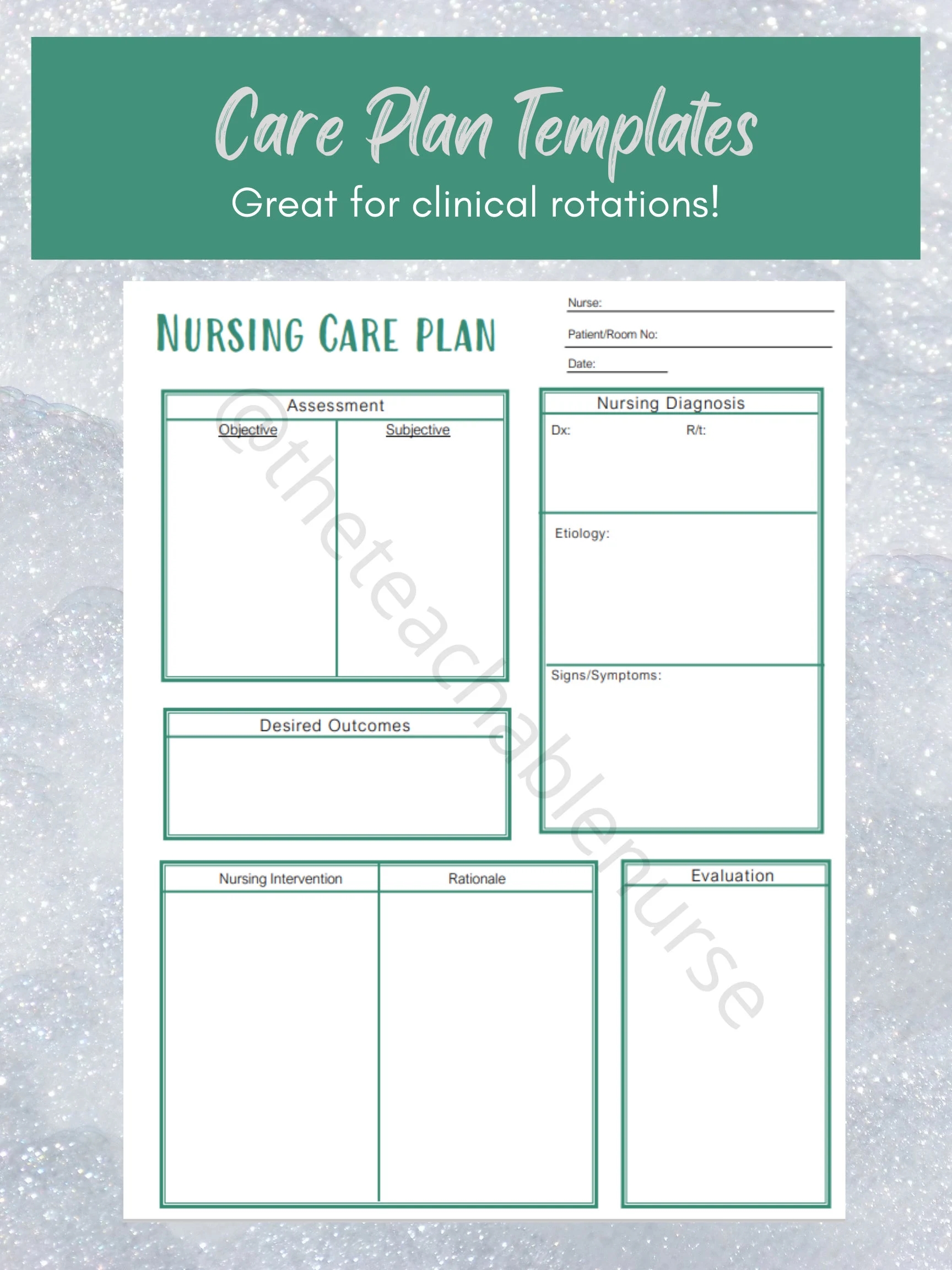 Nursing Care Plan Templates Etsy