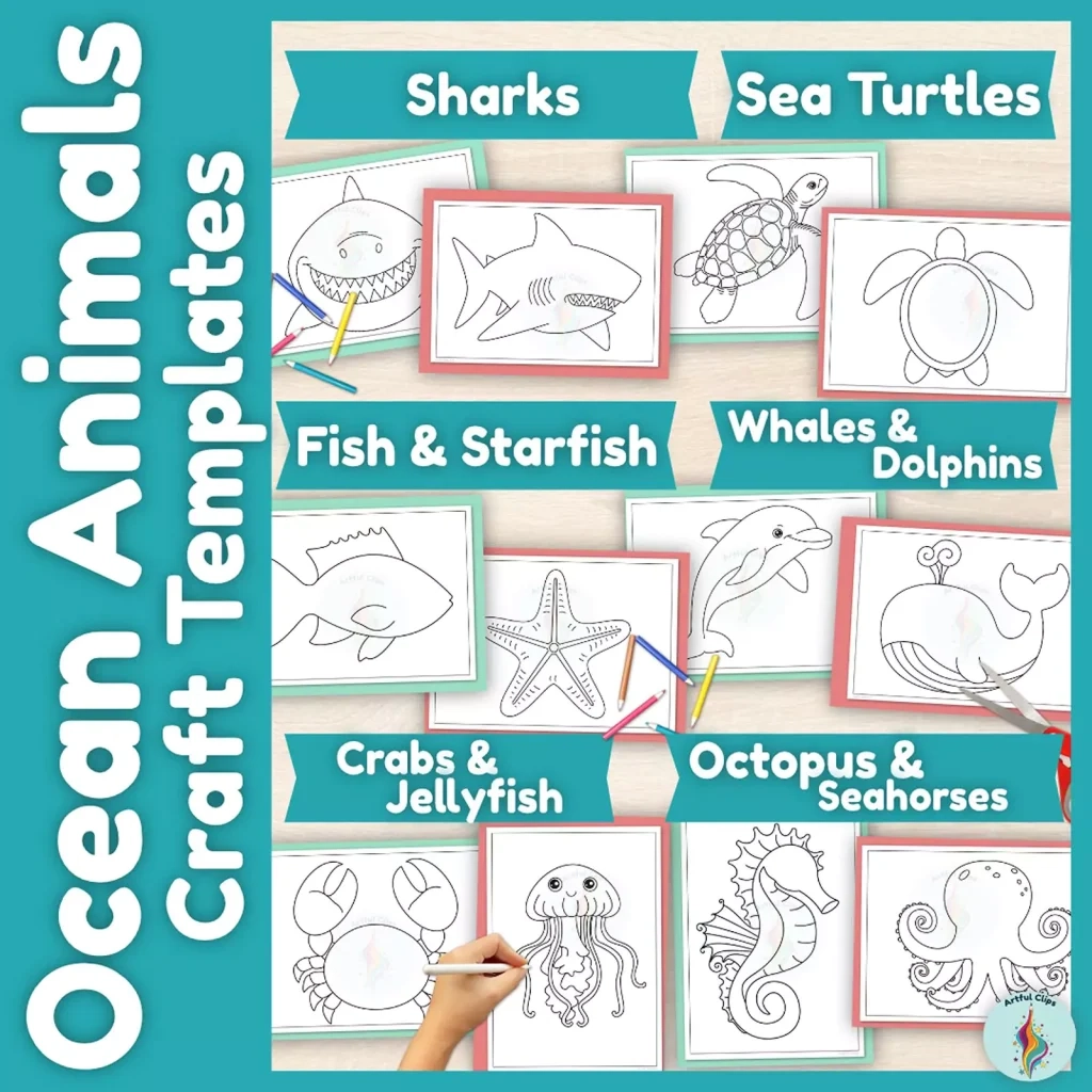 Ocean Animals Template Set For Art And Craft Projects Ocean Animals Template Set For Art And Craft Projects