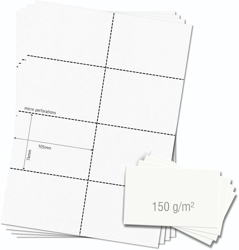 OfficeGear A7 Card 200 Cards Perforated Printable Documents Directory Flashcards 74x105mm 2 9x4 1in 8 Cards Per White A4 Sheet 150gsm 25 Sheets 200 Cards Free Template Amazon de Stationery Office Supplies