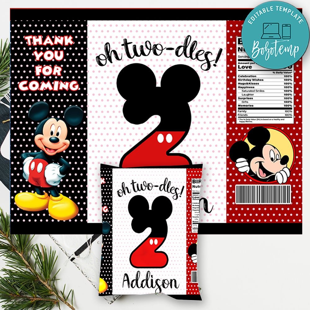 Oh Twoodles Mickey Mouse Birthday Chip Bag Digital File Printable Bobotemp