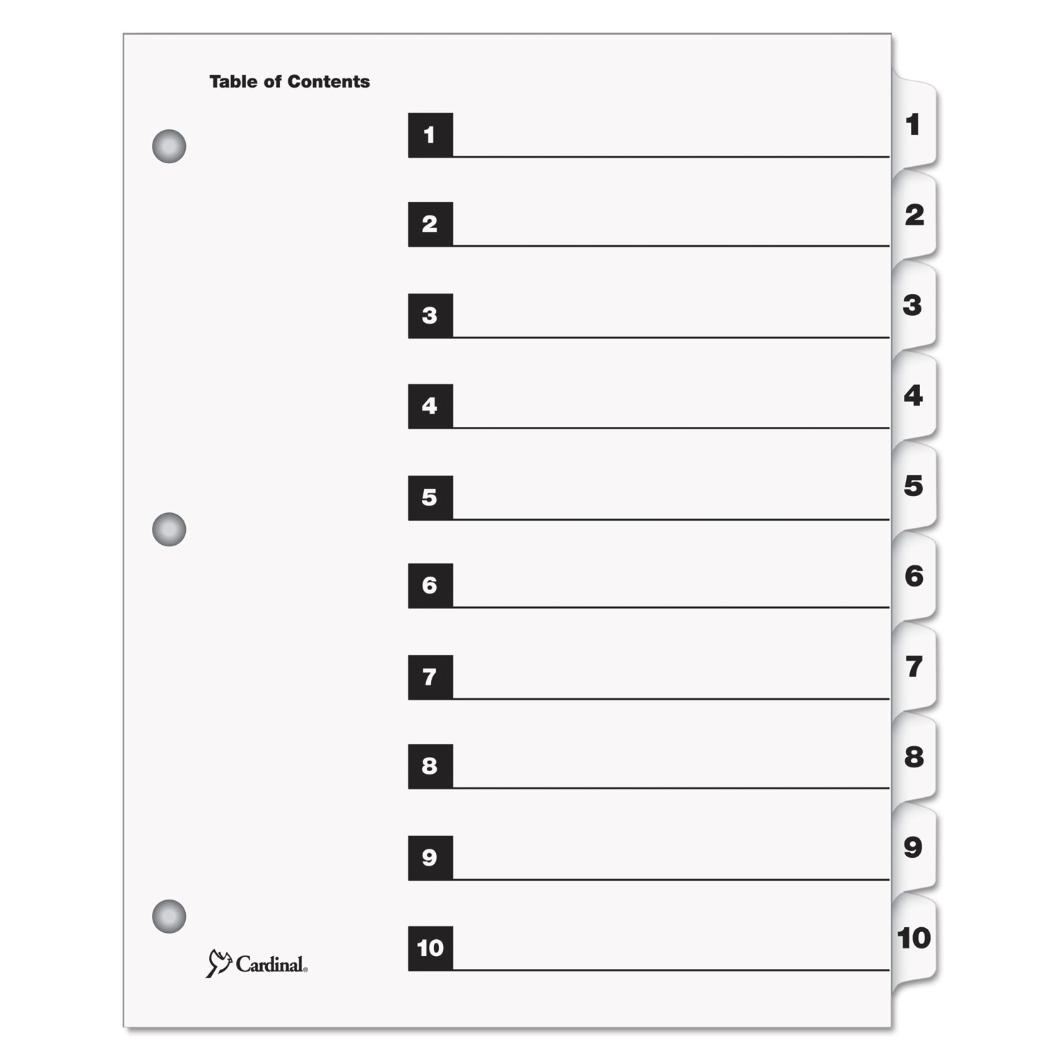OneStep Printable Table Of Contents And Dividers By Cardinal CRD61013 OnTimeSupplies