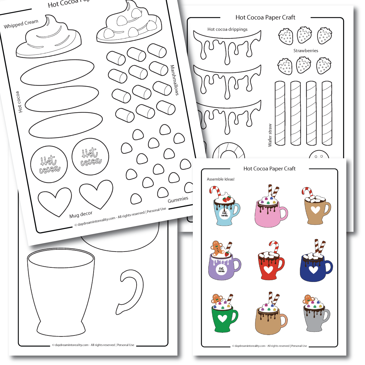 Paper Hot Cocoa Craft For Kids FREE PDF Template Daydream Into Reality