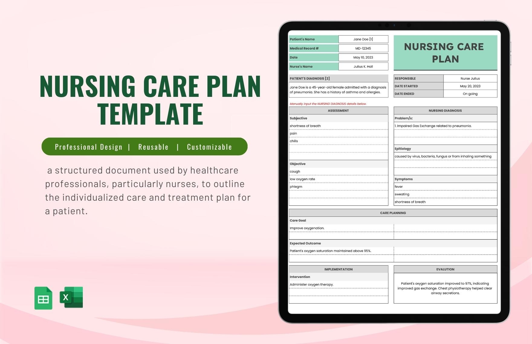 Blank Printable Care Plan Template