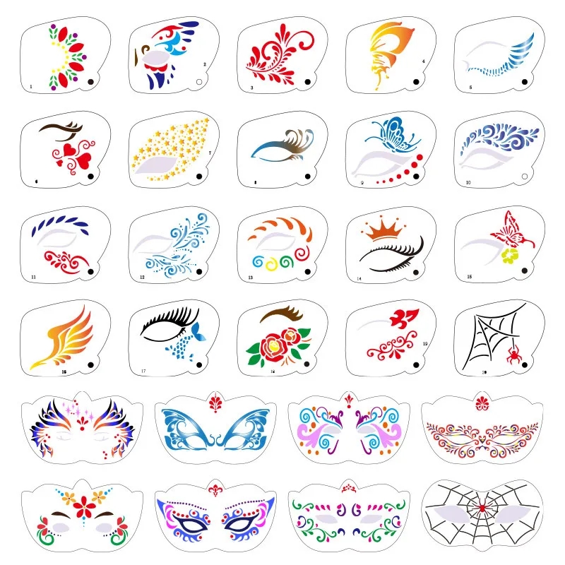 PET Reusable Stencils Body Painting Face Art Halloween Birthday Party DIY Makeup Stamps Paint Template Temporary For Children AliExpress