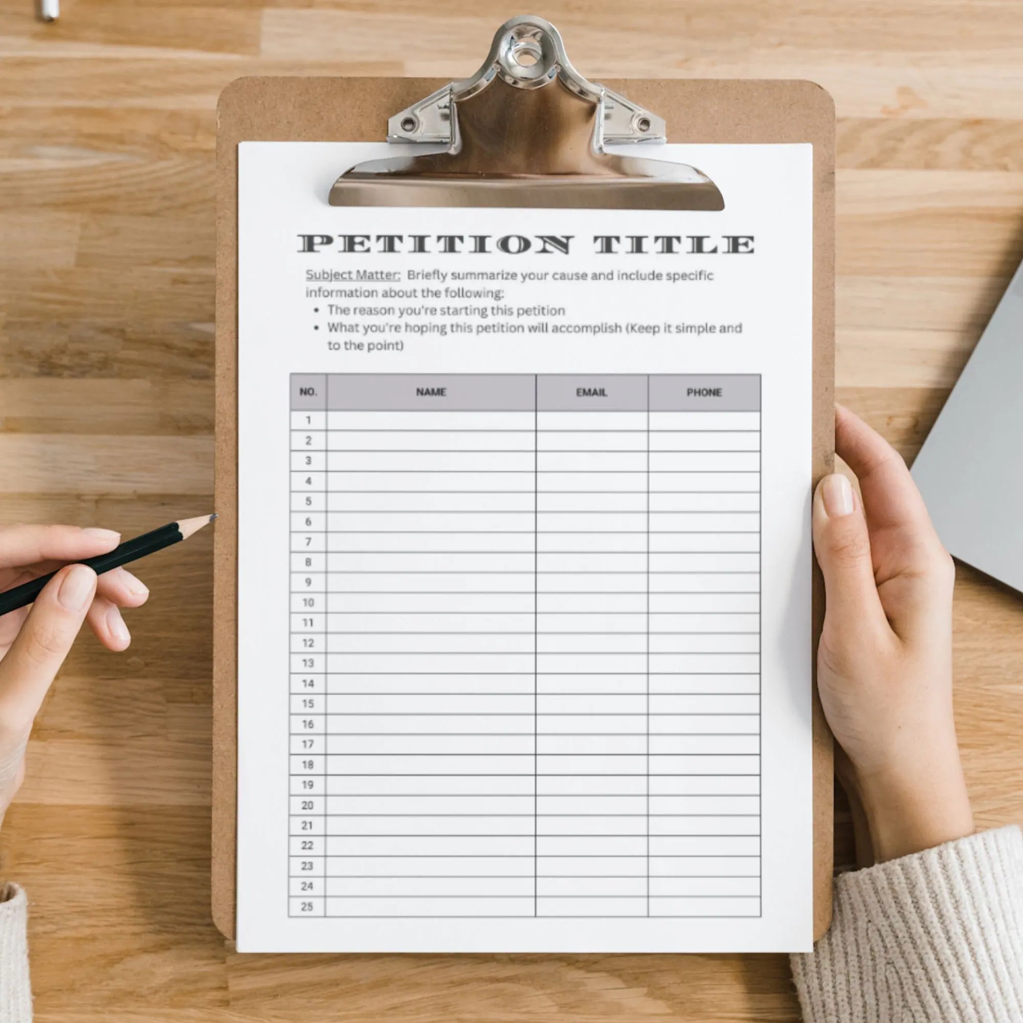 Printable Neighborhood Petition Template