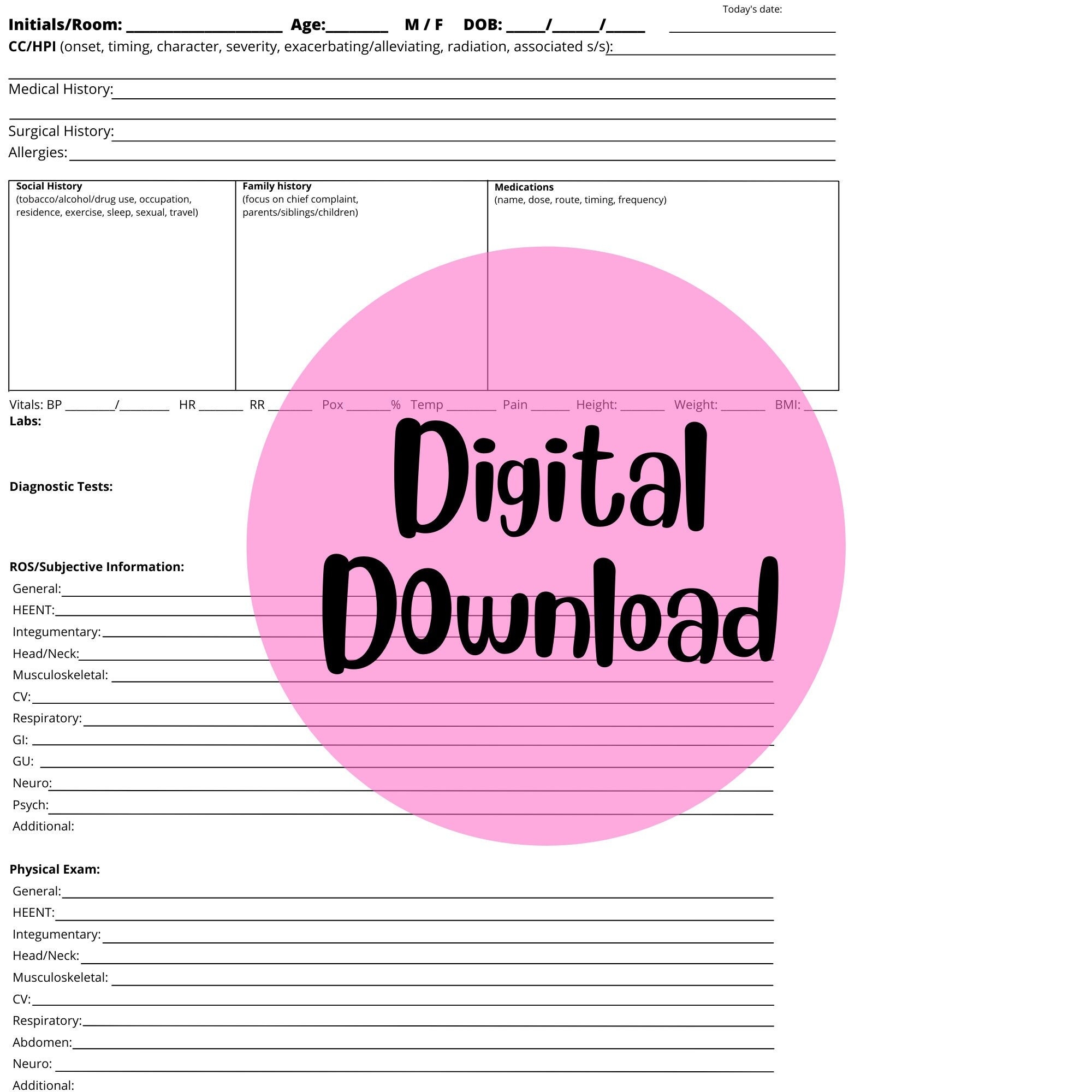 Physical Exam Template History And Physical Template Digital Download SOAP Note Template Comprehensive H P Etsy Physical Exam Template History And Physical Template Digital Download SOAP Note Template Comprehensive H P Etsy