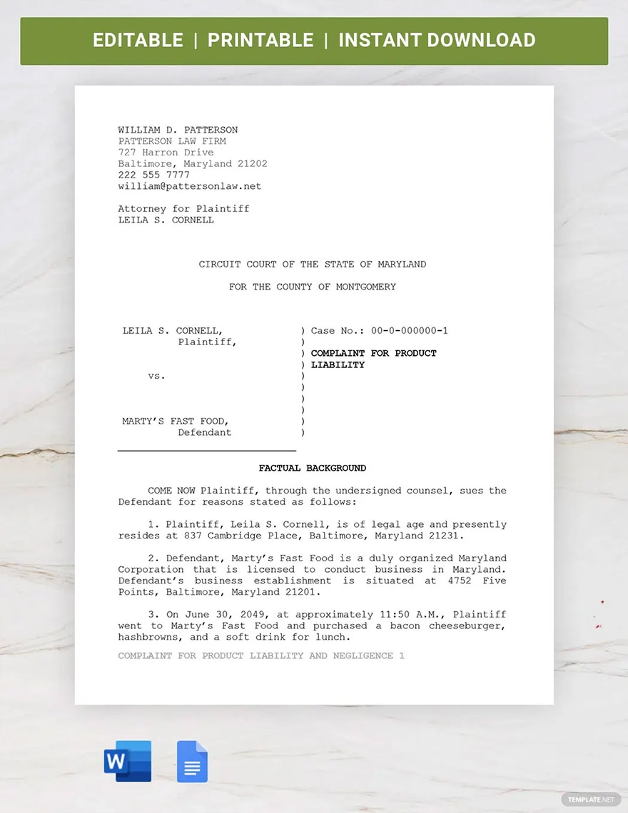 Printable Court Motion Template