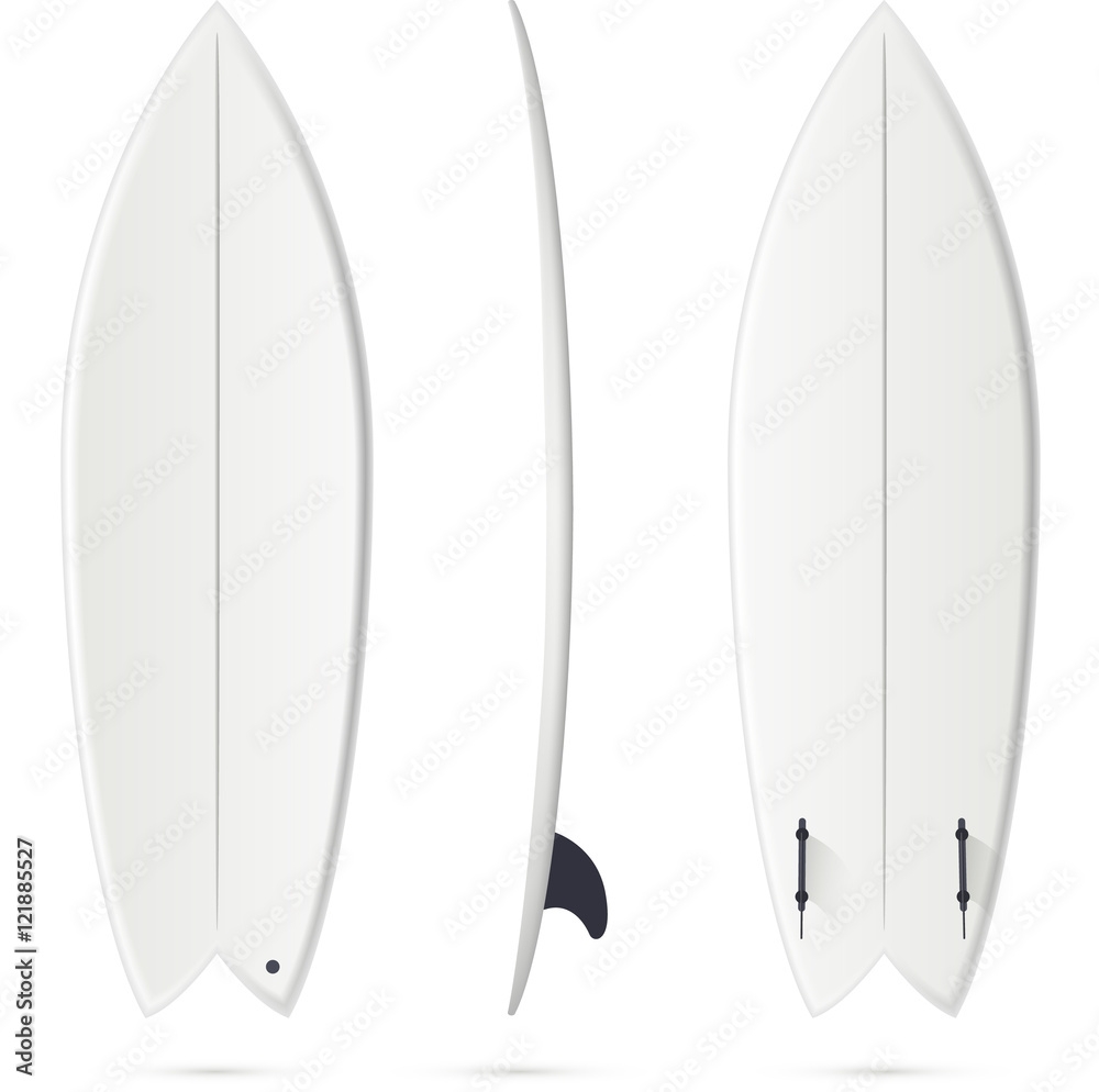 Poster White Vector Surfing Board Template Fish Type Surfboard Wall Art UkPosters