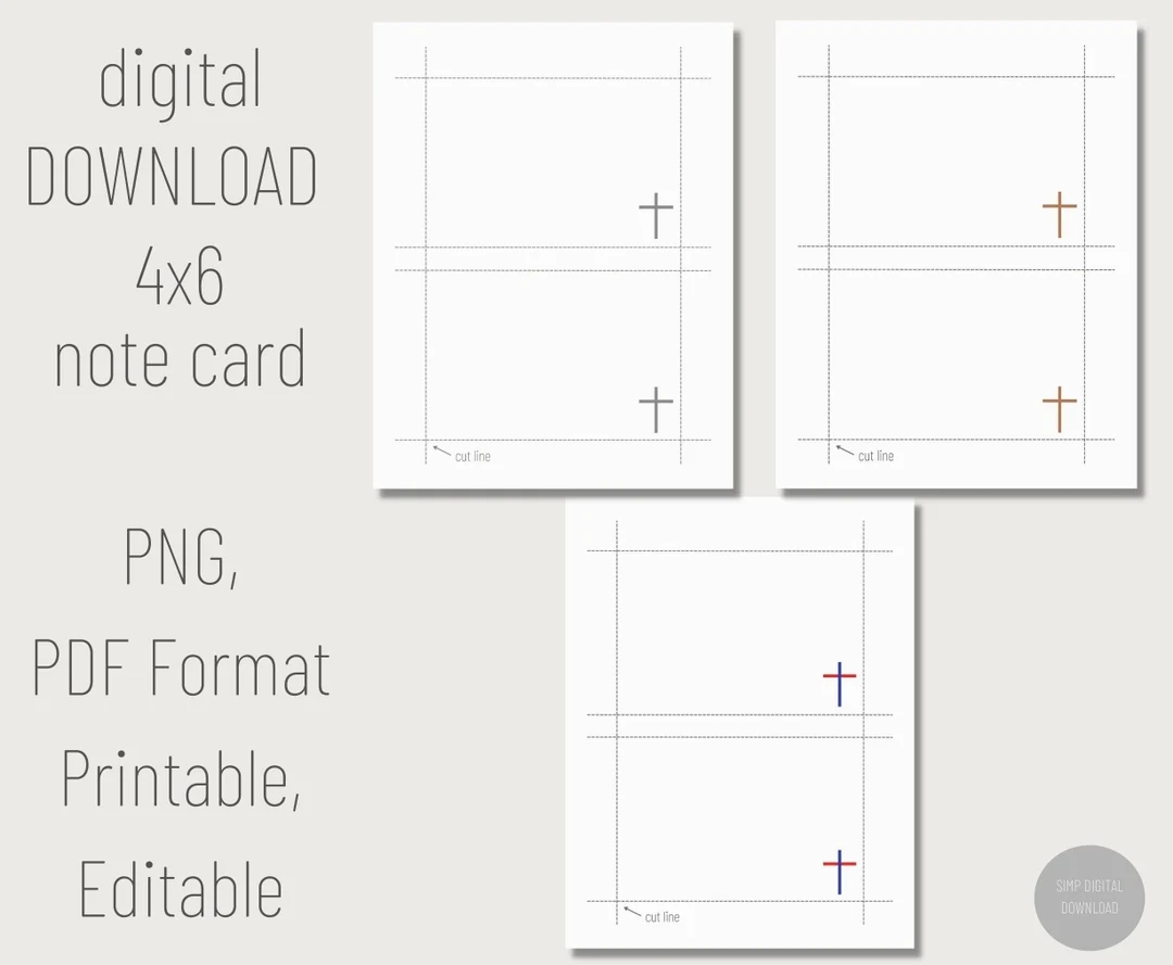 Printable 4x6 Note Card PDF Index Card Paper Note Cards Digital Note Cards Editable PDF Note Card Note Card Template Etsy