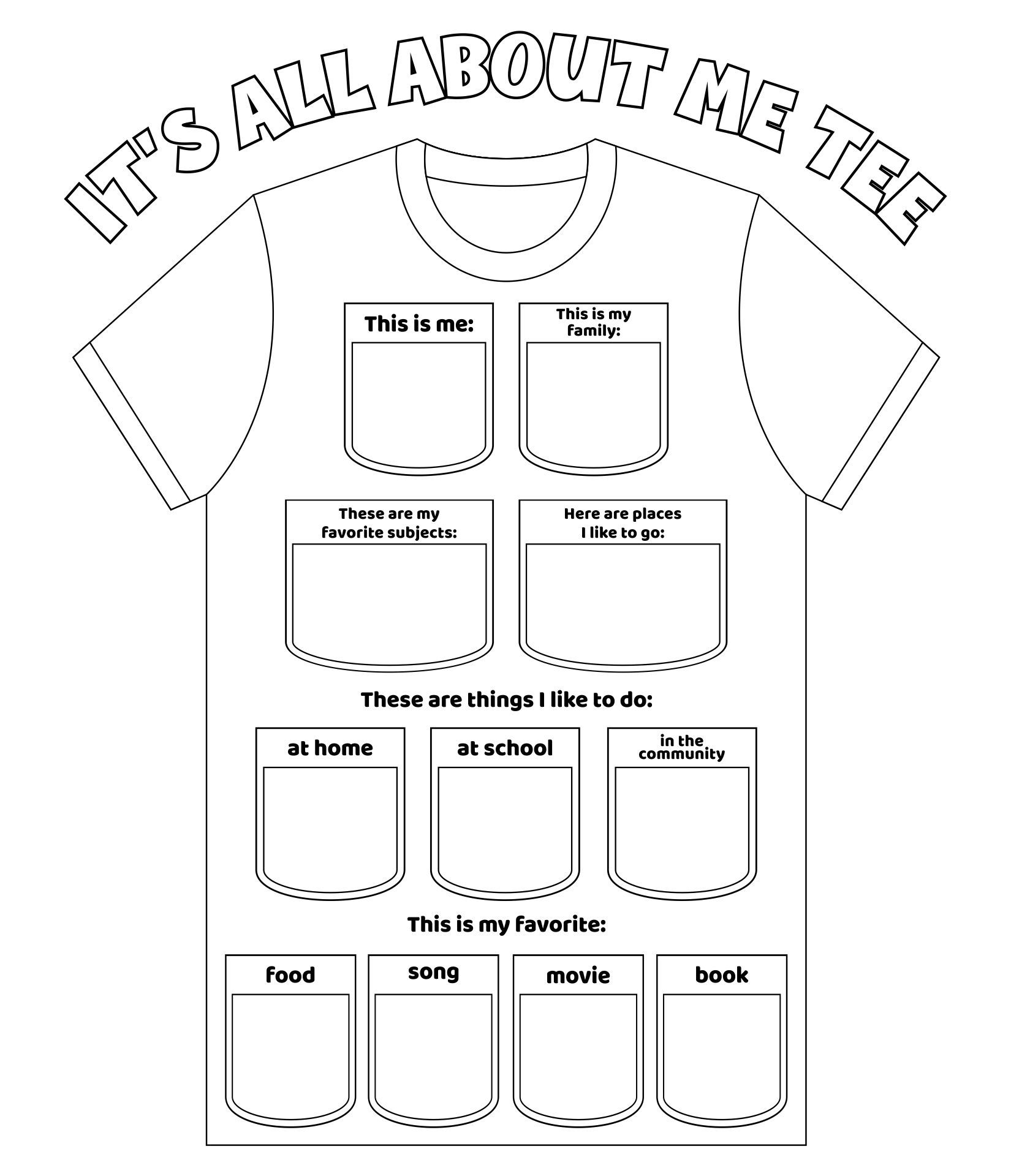 Printable All About Me Poster Printable Party Favors