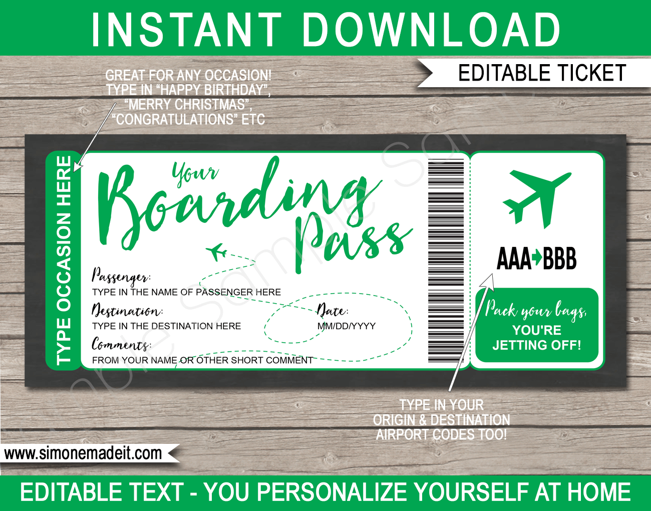 Airline Ticket Printable Template