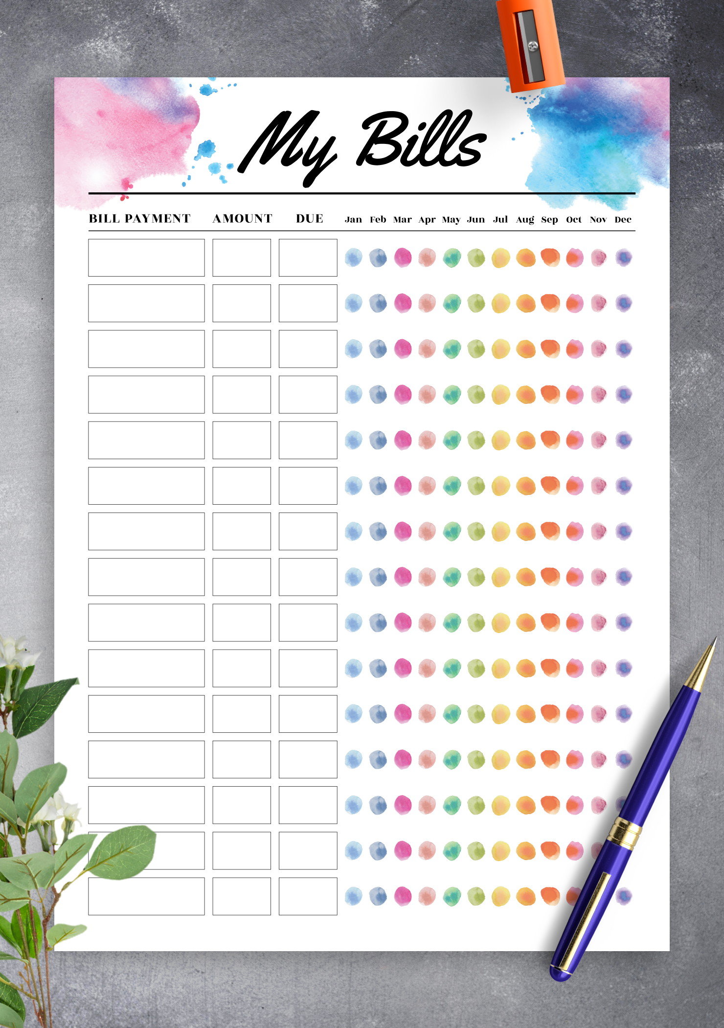 Printable Budget Calendar Printable Party Favors