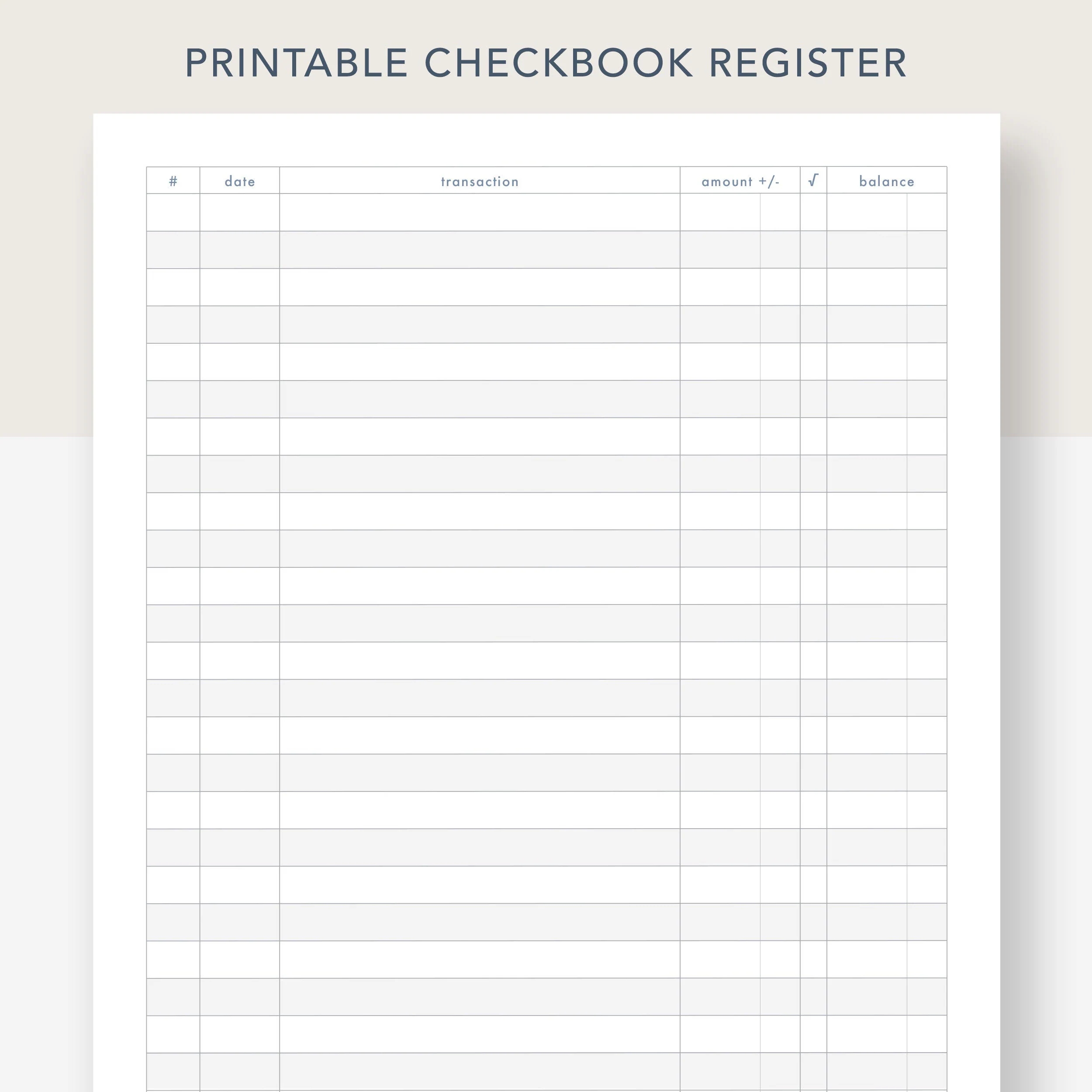 Printable Checkbook Register PDF File Prints On 8 1 2 X 11 Inch 